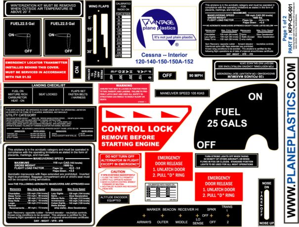 Plane Plastics Interior Decal Kit